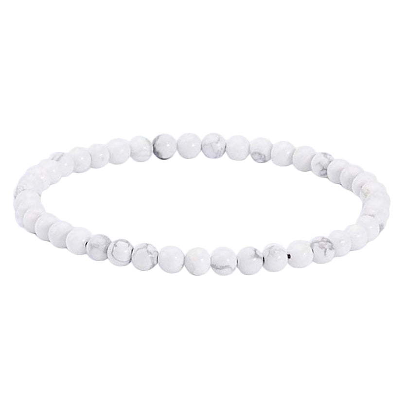 Wit edelstenen armband met howliet, elastisch | Little Howlite