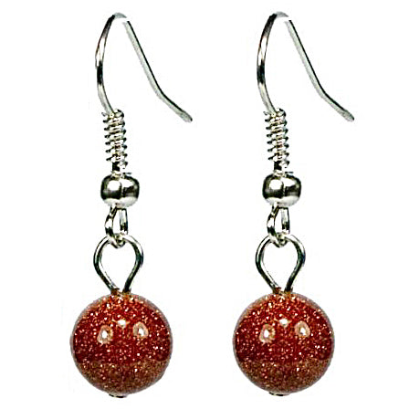 Bruine edelstenen oorbellen met goudsteen en sterling zilver (925) | Dangling Goldsand