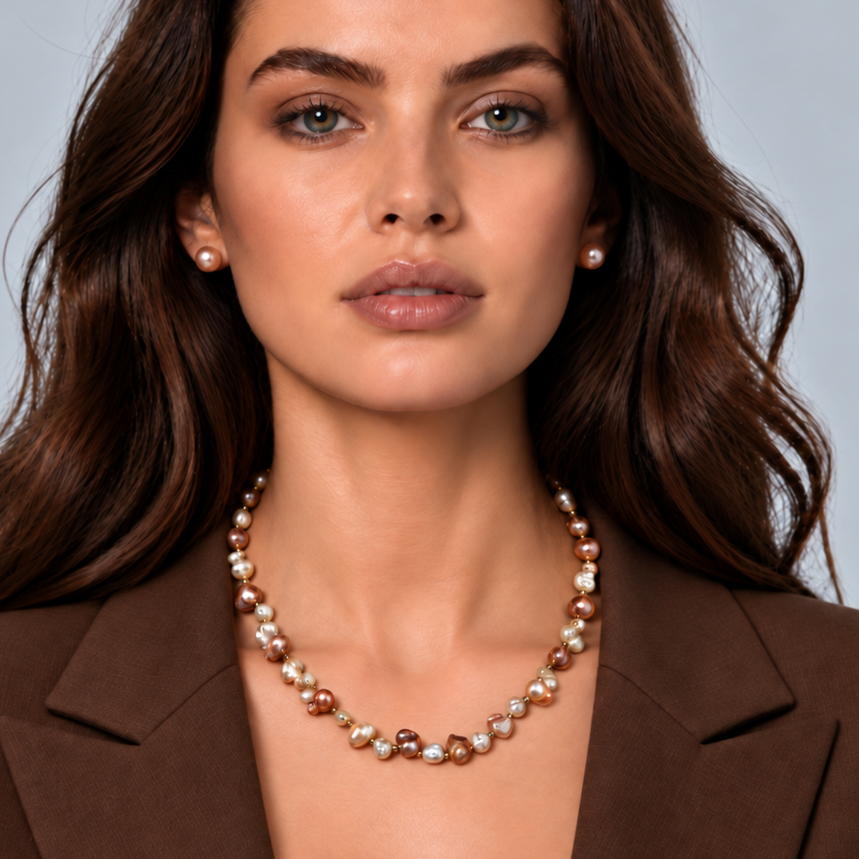 Zoetwater parelketting Brown Lady