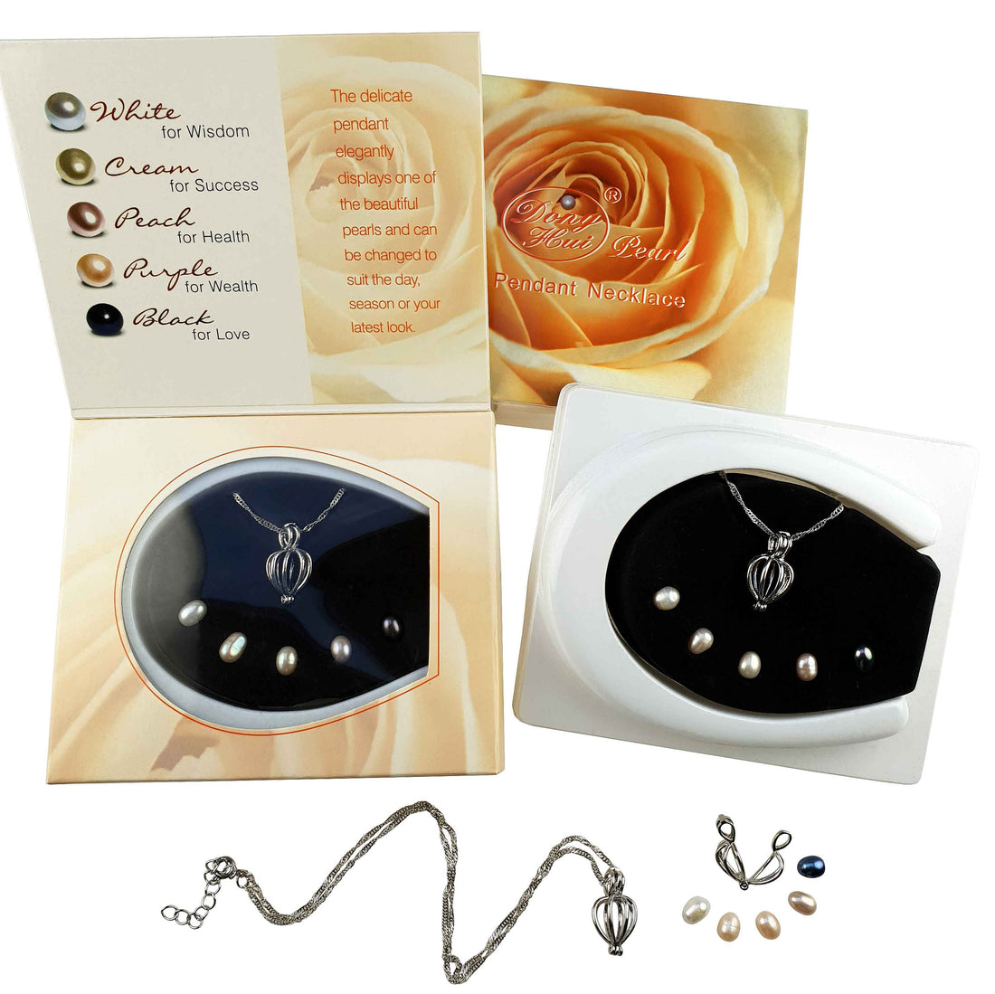 Cadeau set parelketting met hanger | Gift Box Rose