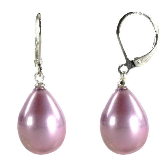 Roze mother of pearl parel oorbellen met zilver edelstaal | Holly