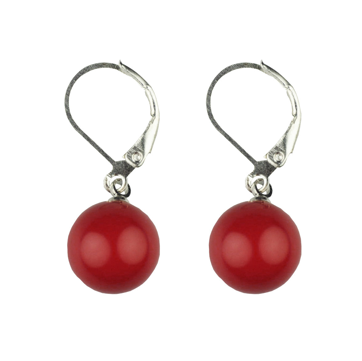 Rode mother of pearl parel oorbellen Met zilver edelstaal zijaanzicht | Scarlet