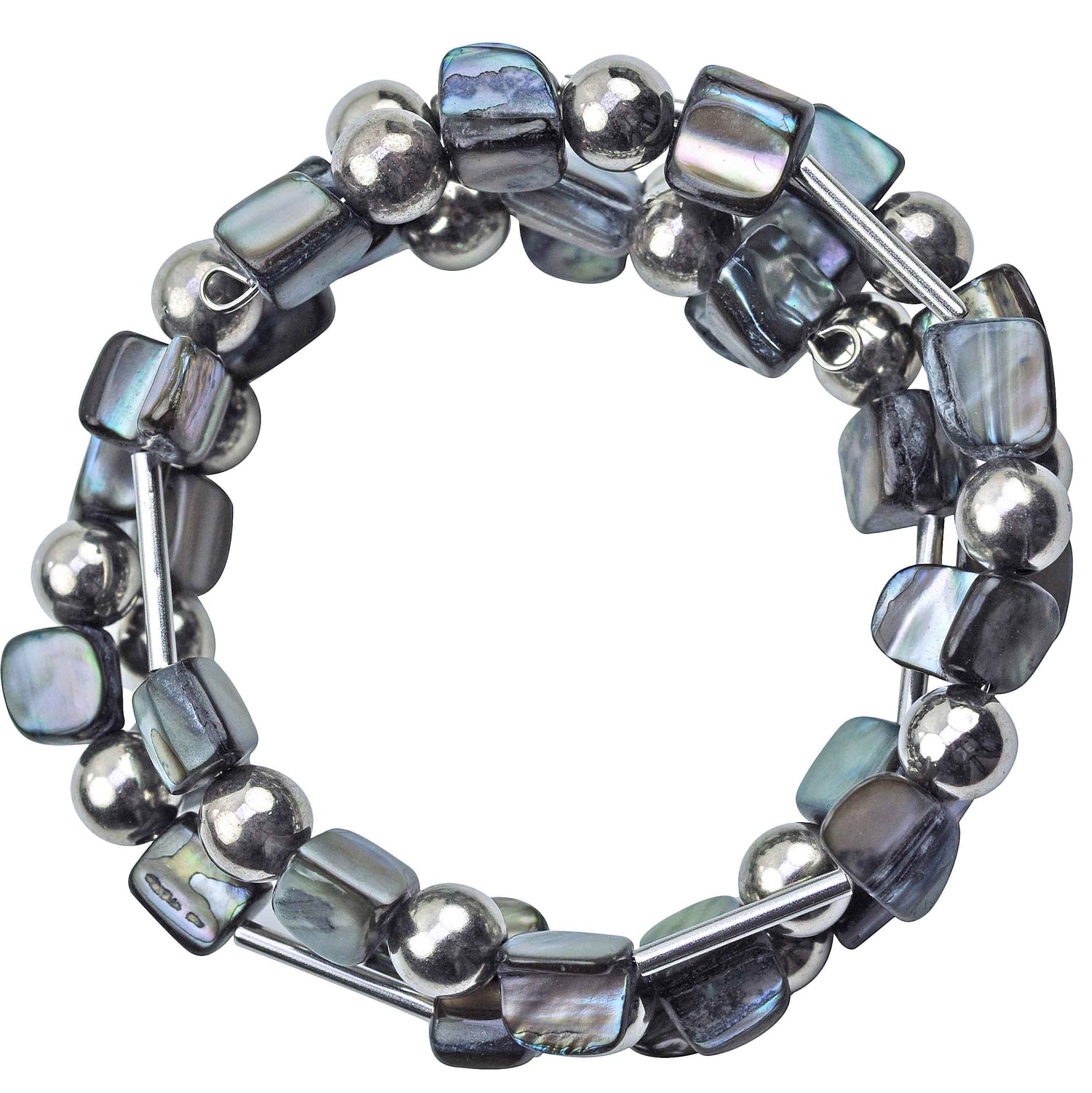 Grijs parelmoeren wikkelarmband, bovenaanzicht | Wrap Shell Grey