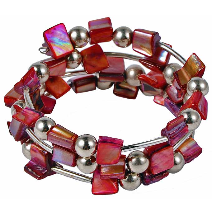 Rood parelmoeren wikkelarmband | Wrap Shell Red