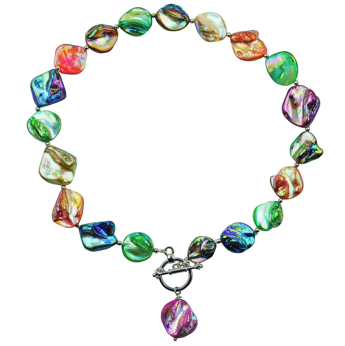 Vrolijk gekleurde parelmoeren schelpen ketting | Shall AB Mix