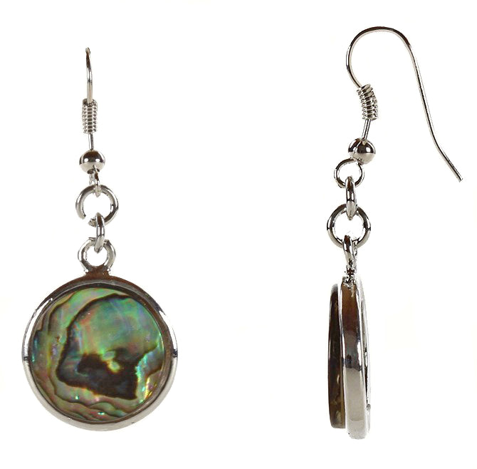 Abaloon oorbellen met sterling zilveren oorbelhaakjes | Abalone Shell Round