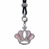 Detail van roze parelmoeren ketting met kroon en stras steentjes | Crown Pink
