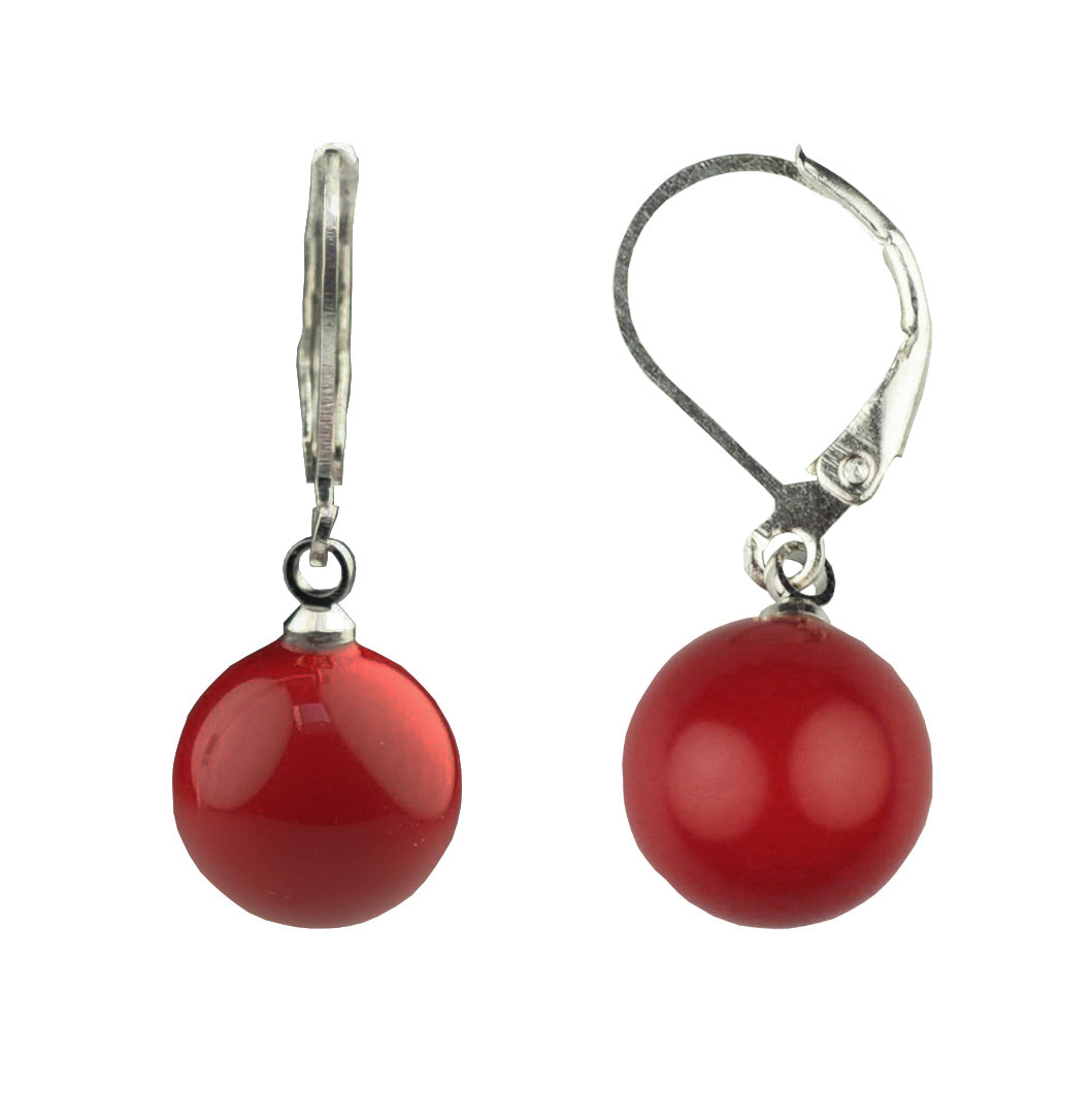 Rode mother of pearl parel oorbellen Met zilver edelstaal | Scarlet