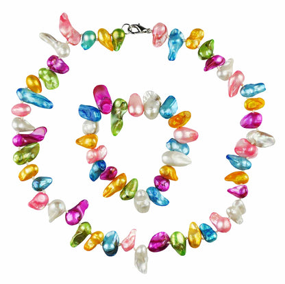 Zoetwaterparel set - ketting + armband - Lilou