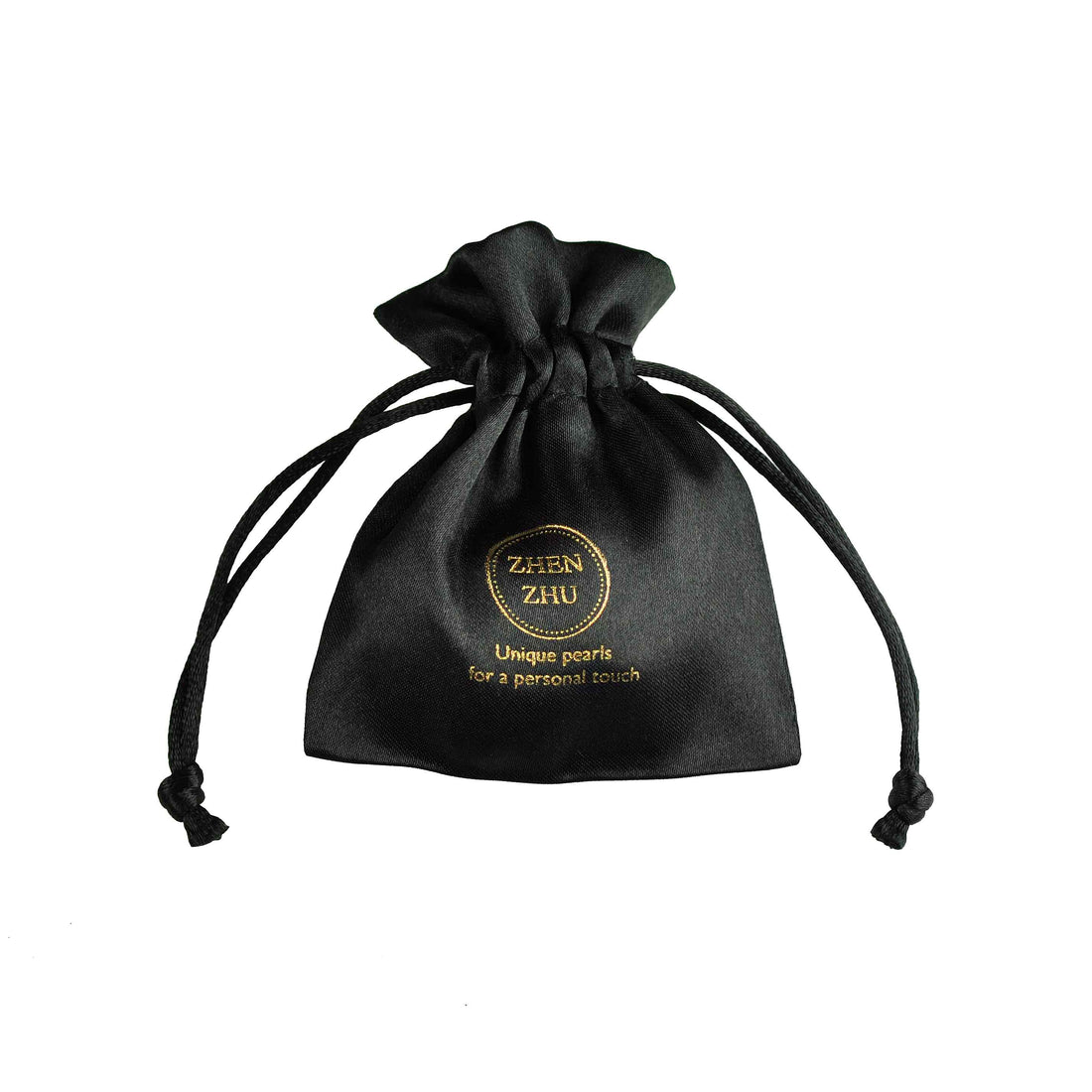 Zwart sieraden zakje met gouden logo Zhen Zhu | Silver Ball Red Agate