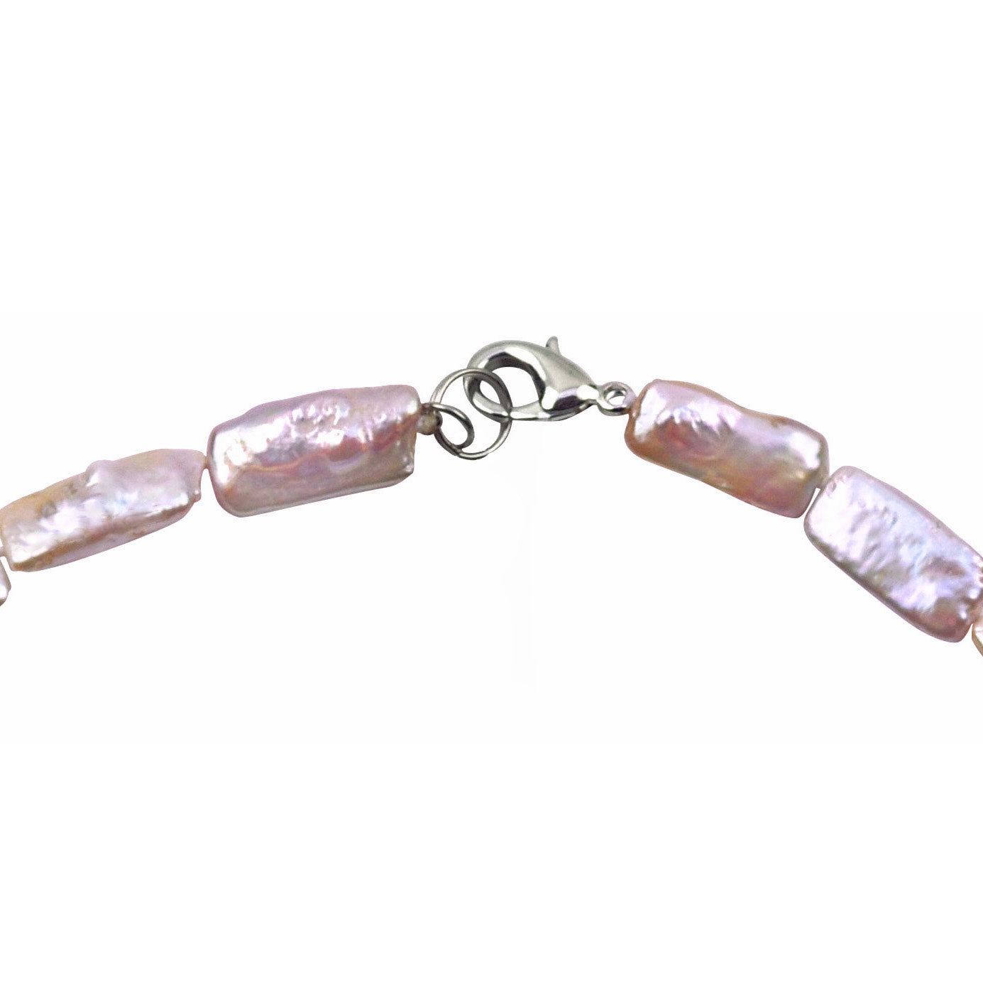 Slotje van roze zoetwater parel armband met rechthoekige parels en sterling zilver (925) | Pearl Rectangle Pink