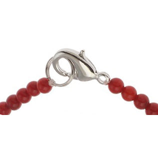 Slotje van witte zoetwater parelketting met rood koraal en sterling zilver (925) | Coral One Pearl W