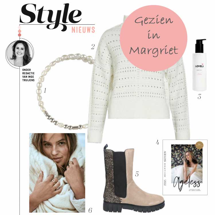 Wit zoetwater parel wikkelarmband met edelsteen zilver hematiet gezien in tijdschrift Margriet | Cadeau set zoetwater parel armband Morse Code BFF Pearl Silver