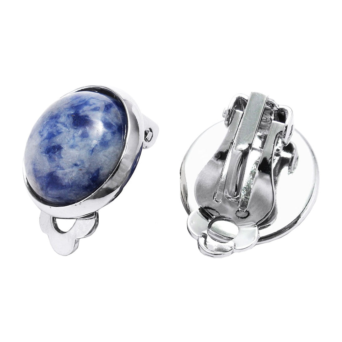 Blauwe edelstenen clips oorbellen met blus spot jaspis | Blue Spot Clips