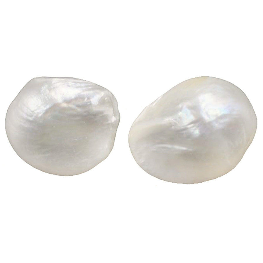 Grote witte barok parel oorbellen, grote witte zoetwater parel oorknoppen en goud sterling zilver (925) | Big White Baroque Pearl