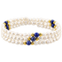 Wit zoetwater parel wikkelarmband met lapis lazuli | Agnes