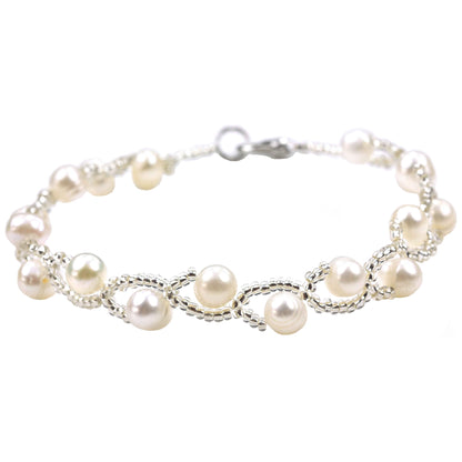 Zoetwater parel armband met witte parels | Twist Pearl White