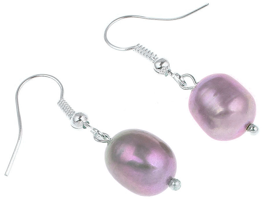 Grijs roze zoetwater parel oorbellen met sterling zilver (925) liggend | Big Grey Rice Pearl