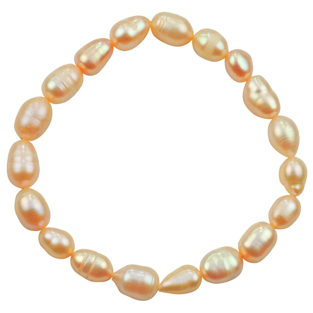 Zoetwater parel armband met zalm kleurige parels, elastisch | Bella Peach