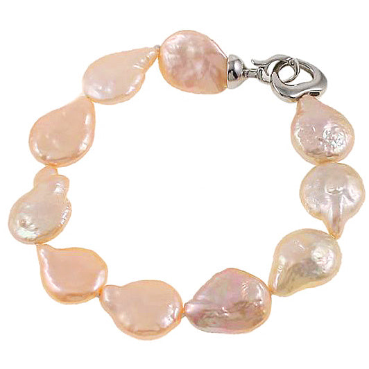 Zoetwater parel armband met zalm kleurige coin parels | Coin Peach