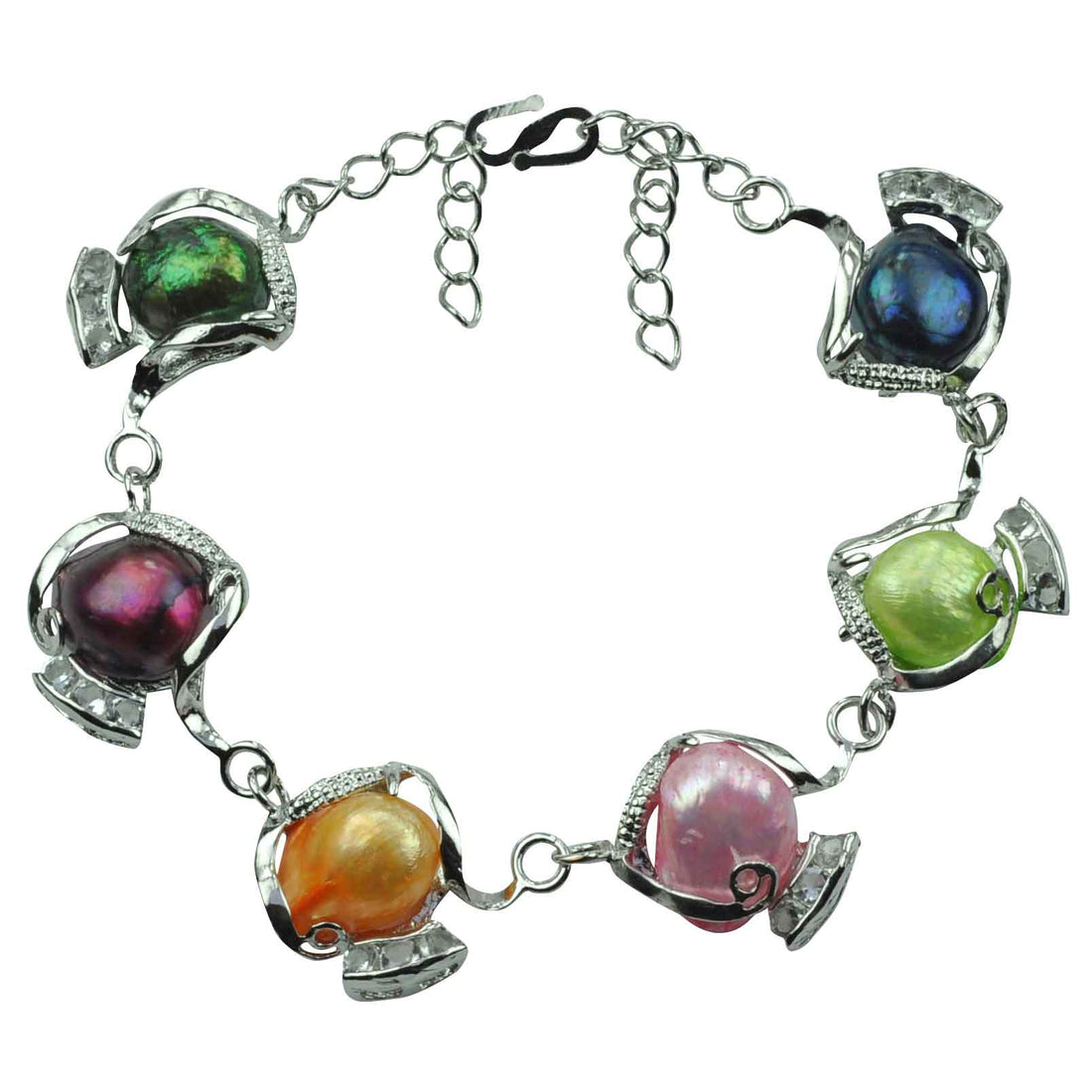 Zoetwater parel armband met bont gekleurde parels | Evita Color