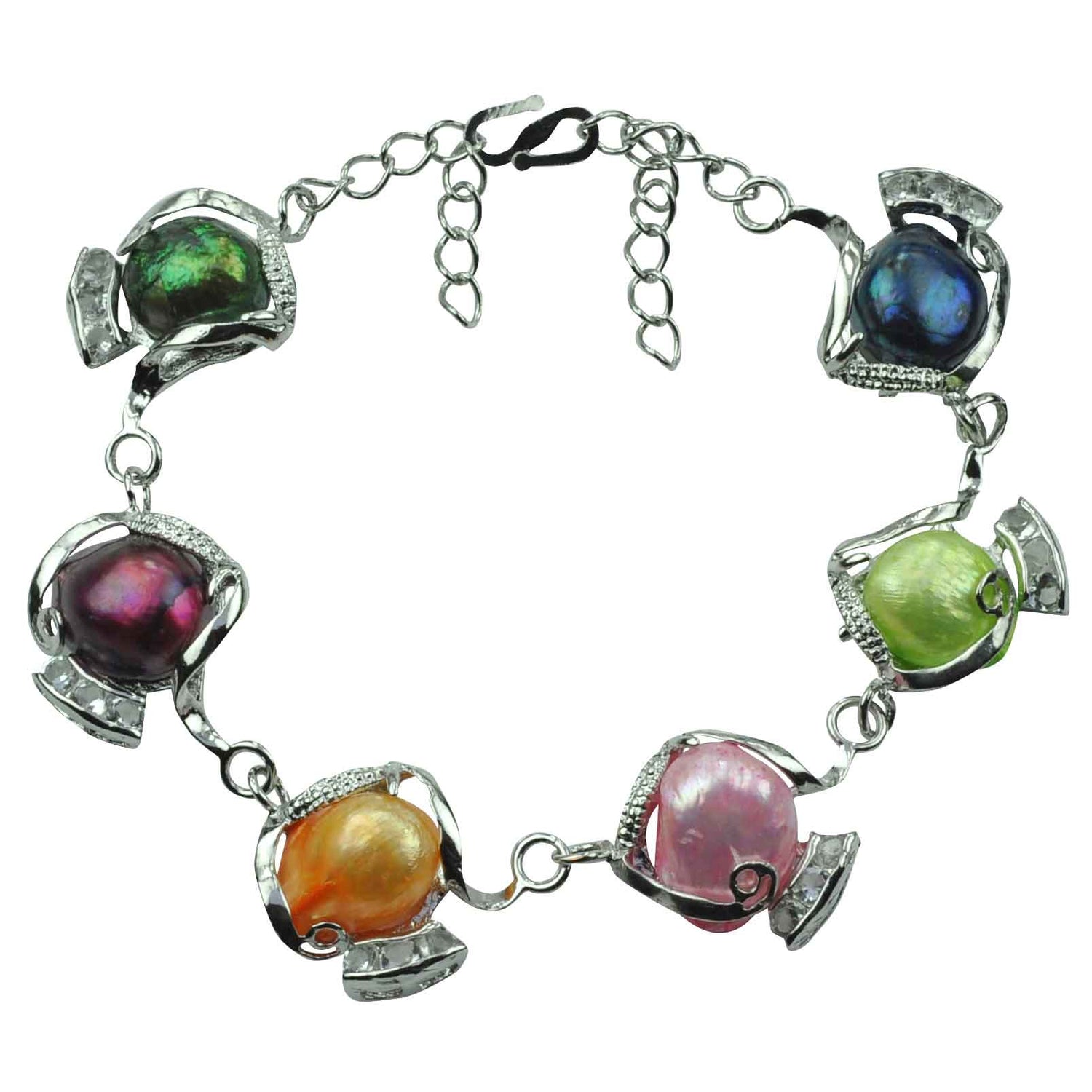 Zoetwater parel armband met bont gekleurde parels | Evita Color