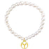 Witte zoetwater parel armband met edelstalen sterrenbeeld Ram, elastisch parel armband | Gouden Sterrenbeeld Ram