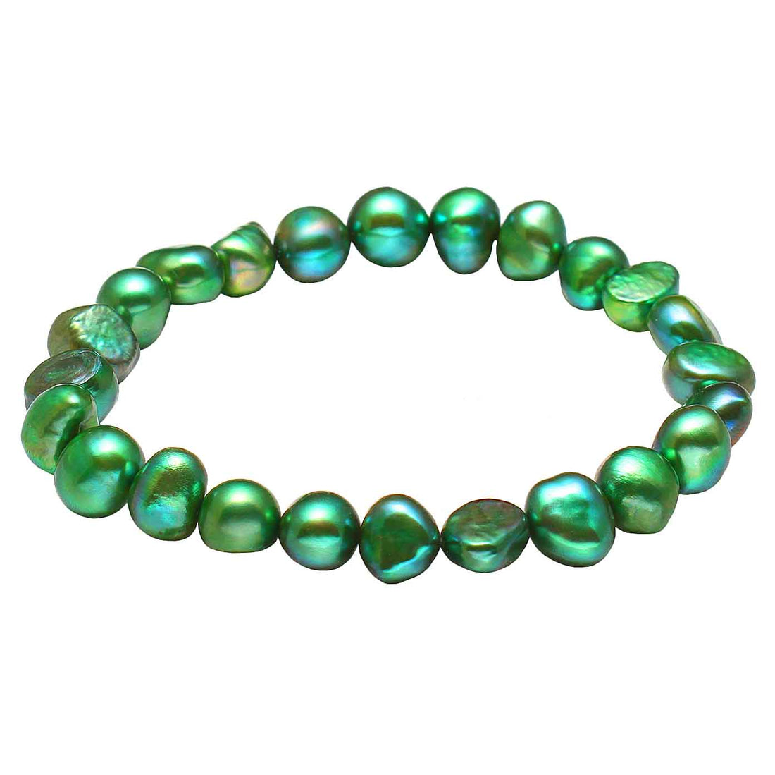 Groen zoetwaterparel armband, elastisch | Green Pearl