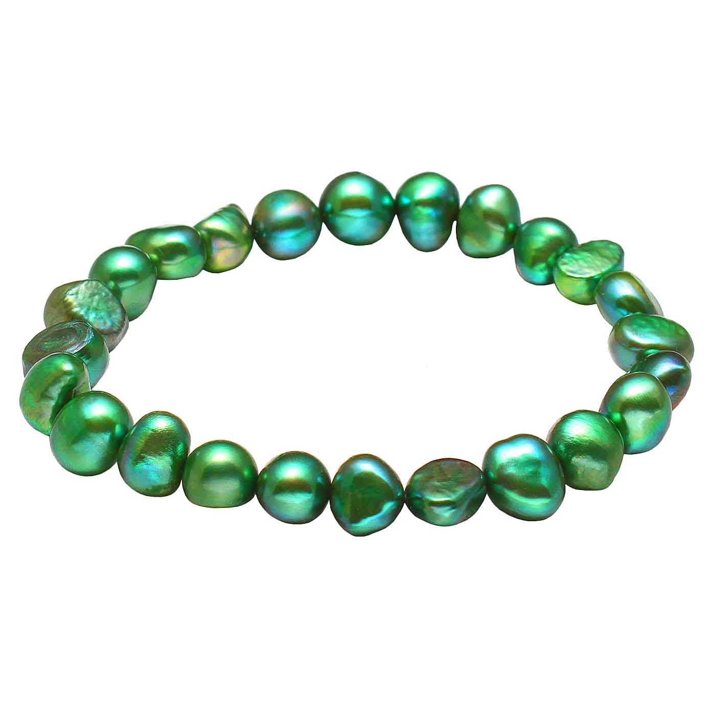 Groen zoetwaterparel armband, elastisch | Green Pearl