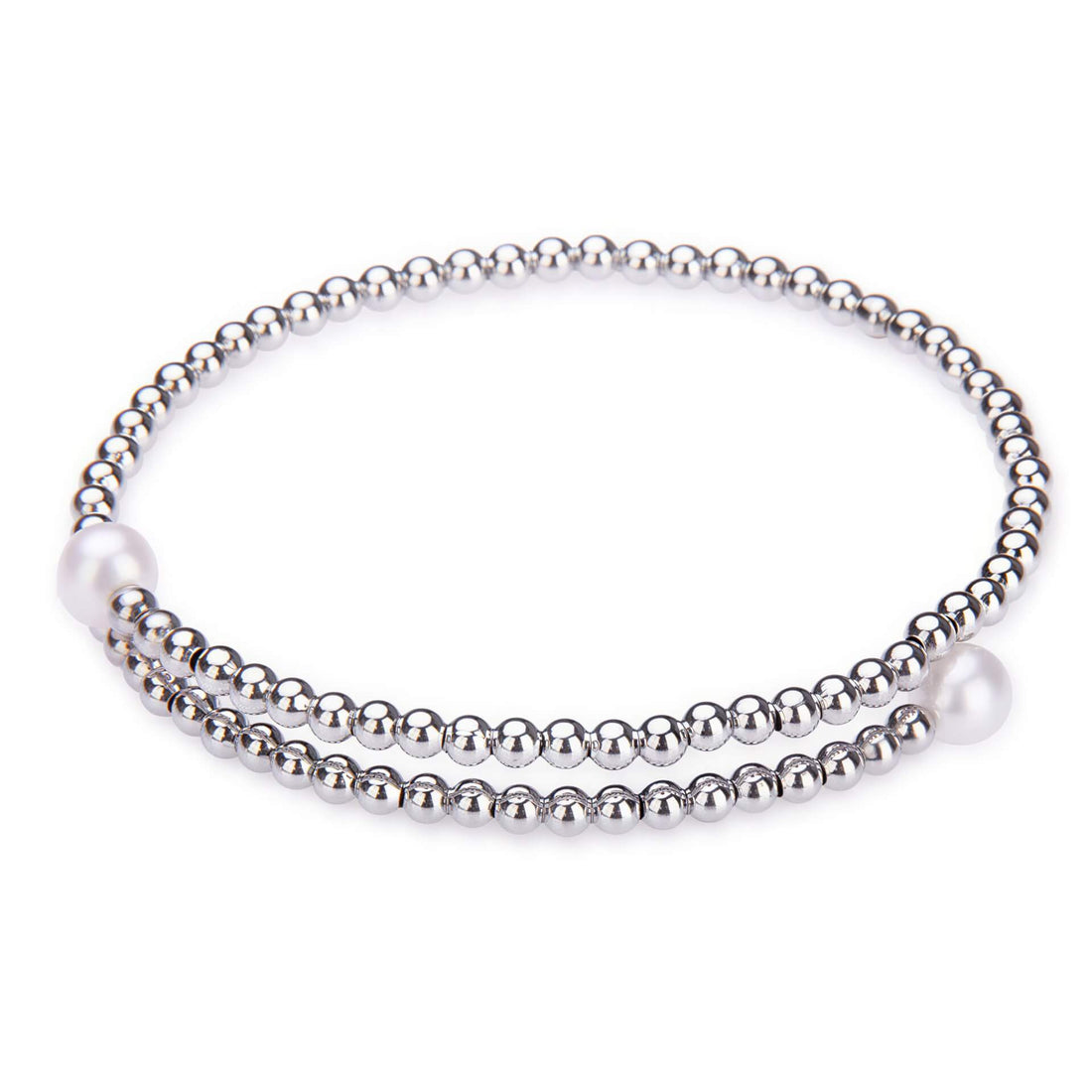 Wit zoetwater parel wikkel armband met zilver edelstaal - Liana