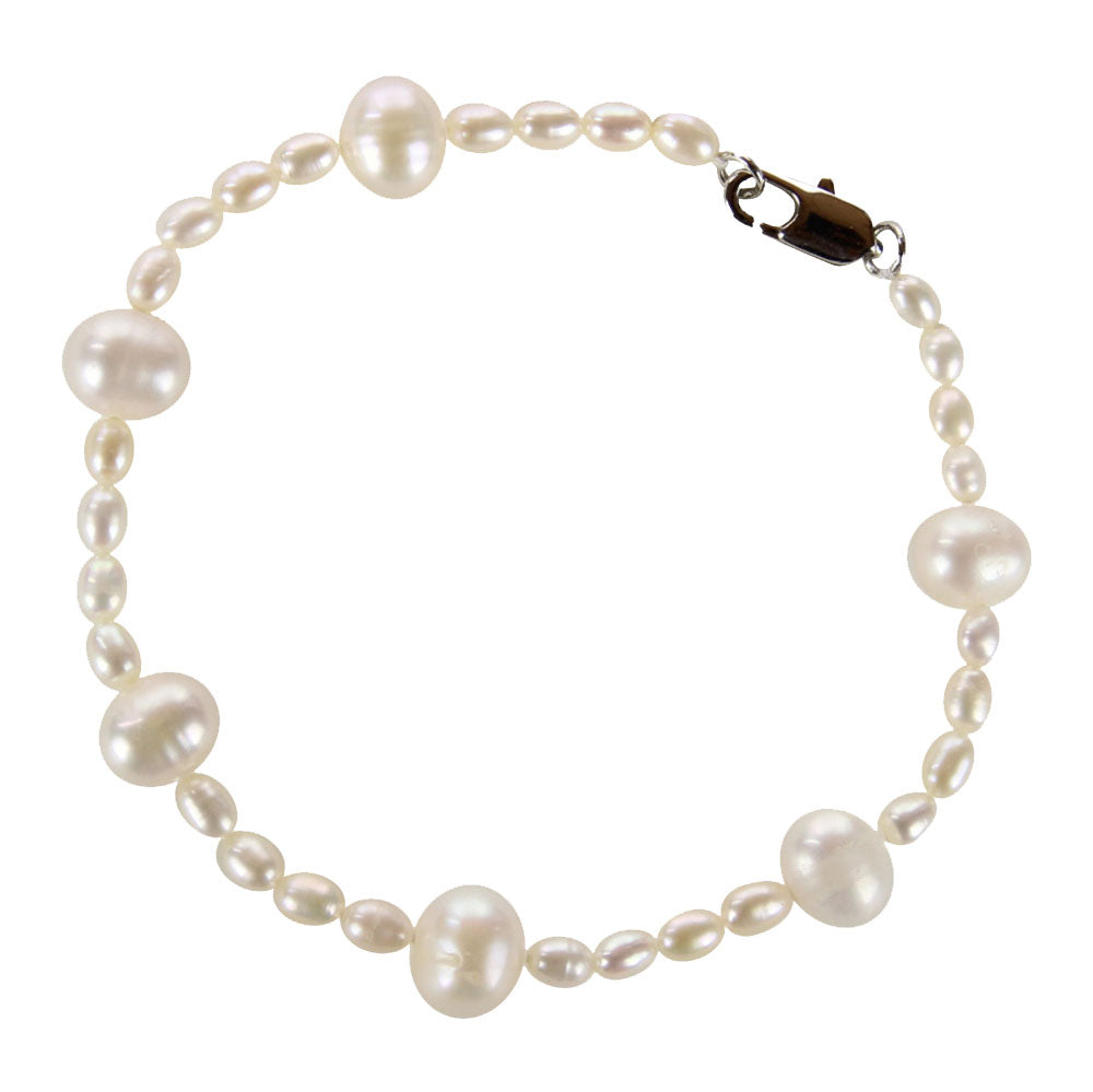 Wit zoetwater parel armband met sterling zilver | Little Bold Pearl