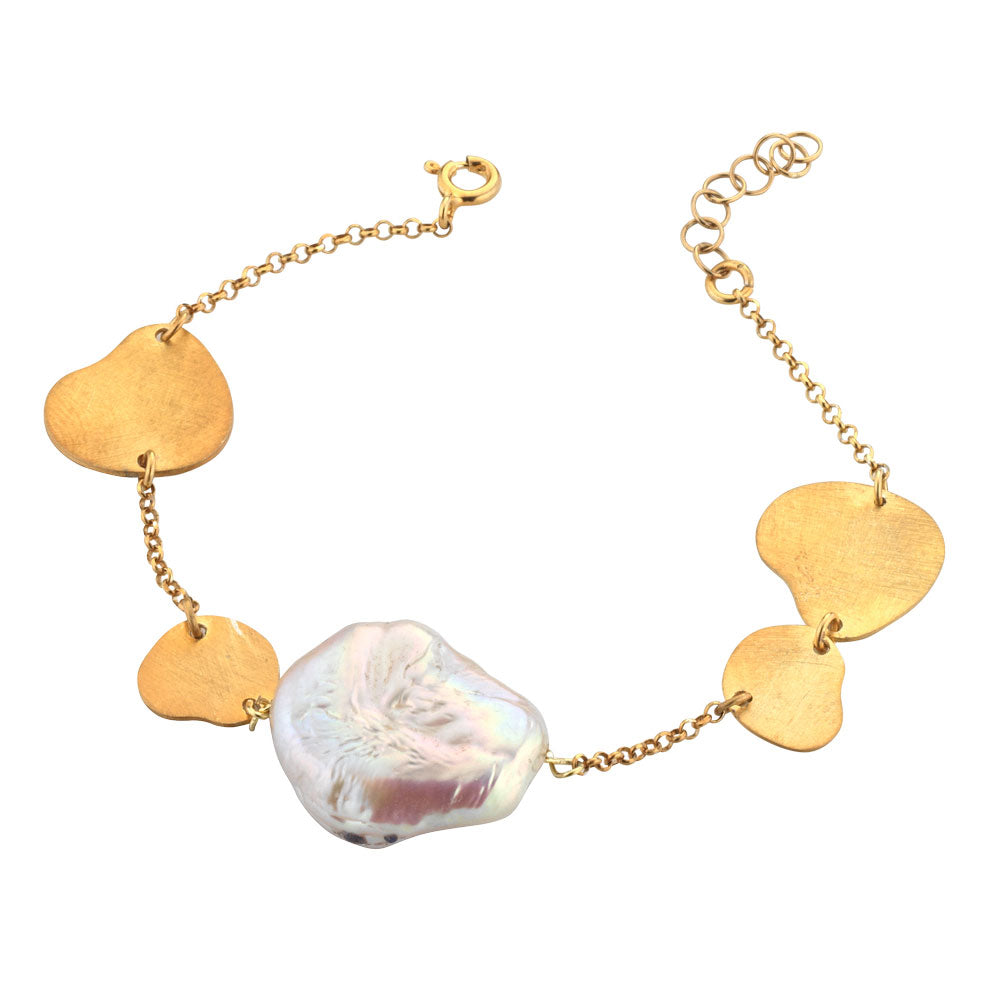 Wit zoetwater parel armband met goud verguld sterling zilver - Marlieke