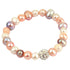 Zoetwater parel armband met wit, zalm, roze parels en stras steentjes, elastisch | Maxima Soft Colors