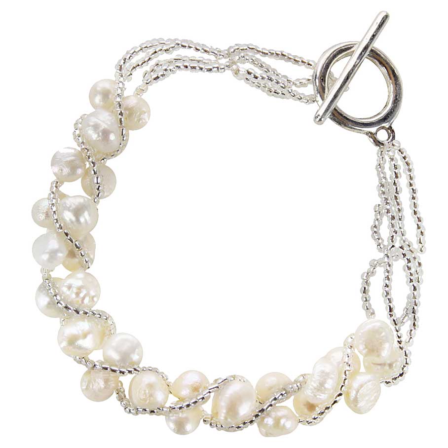 Wit zoetwater parel armband | Monica