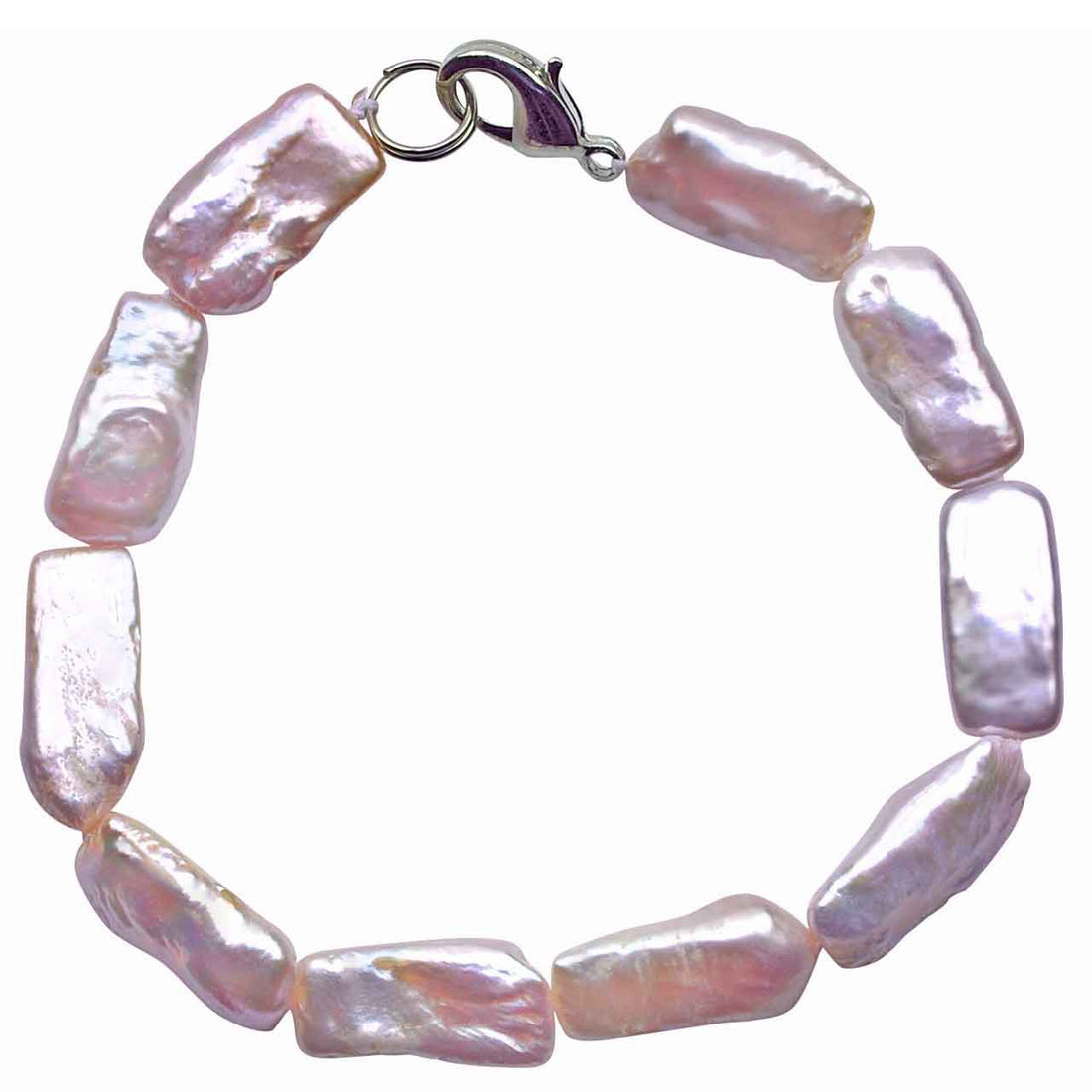 Roze zoetwater parel armband met rechthoekige parels en sterling zilver (925) | Pearl Rectangle Pink