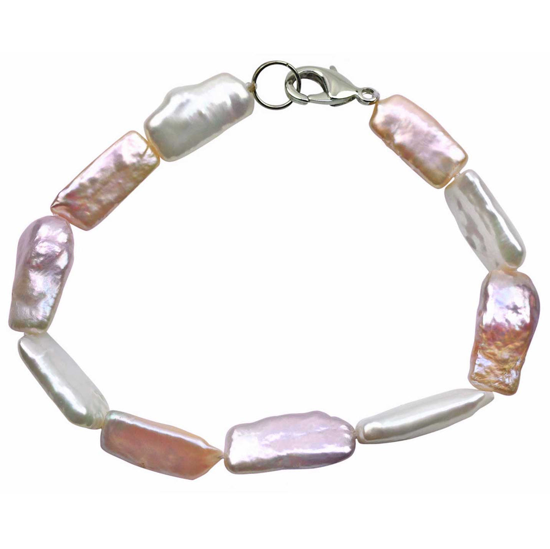 Zoetwater parel armband met rechthoekige pastel kleurige parels en sterling zilver (925) | Pearl Rectangle Soft Colors