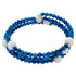 Wit zoetwater parel wikkelarmband met blauwe stras steentjes | Pearl W Metalic Blue