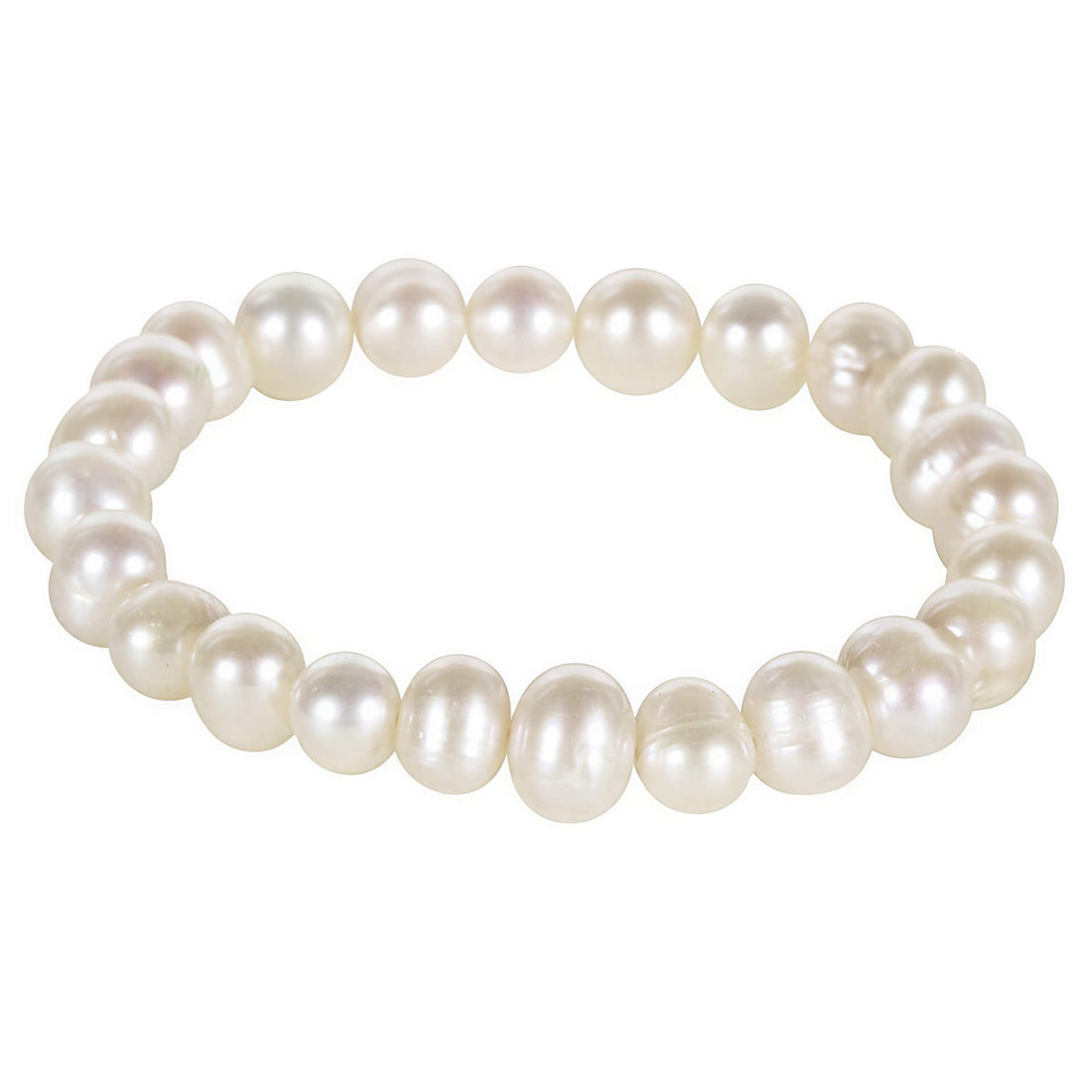 Wit elastisch zoetwater parel armband | Round White