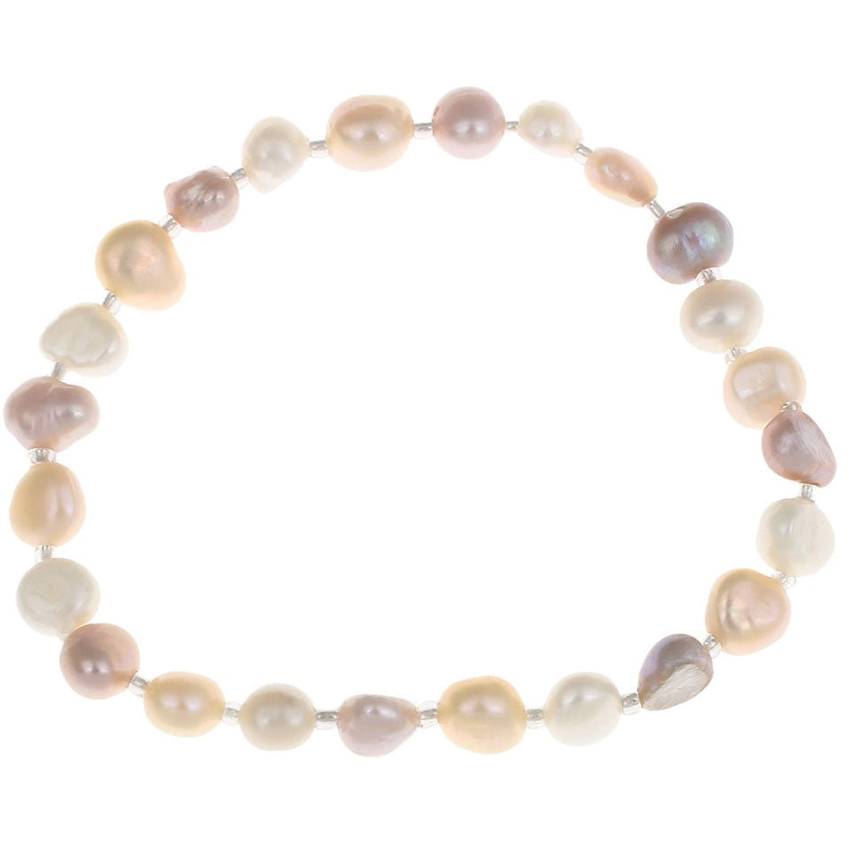 Zoetwater parel armband met pastel kleurige parels, elastisch | Seed Bead Soft Colors