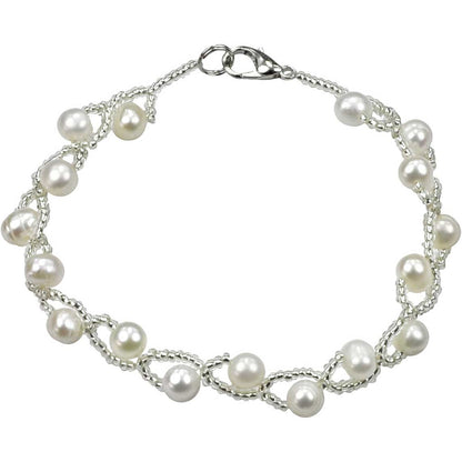 Zoetwater parel armband met witte parels, bovenaanzicht | Twist Pearl White