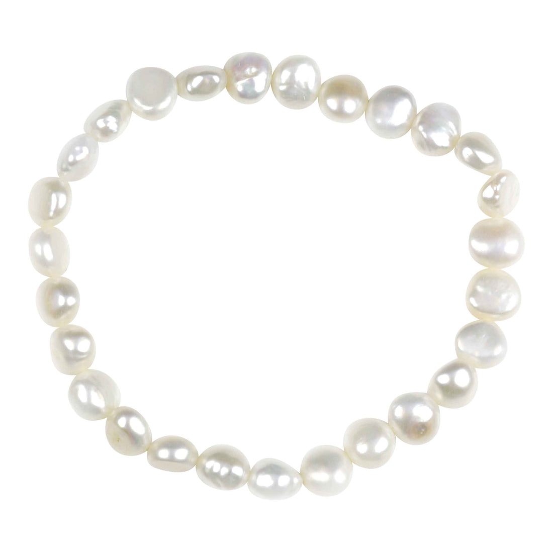 Wit zoetwater parel armband, elastisch | Weaca