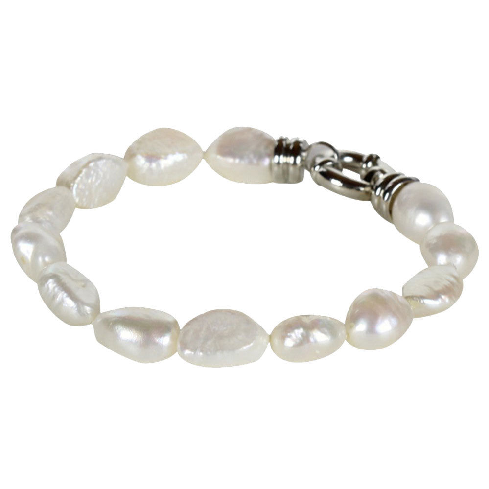 Wit zoetwater parel armband, handgeknoopt - Wola