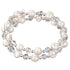 Zoetwater parel wikkel armband met witte parels en helder glas kristallen | Wrap Pearl White Crystal