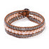 Zoetwater parel armband met zalm kleurige parels, labradoriet en bruin leer | Parel armband Kallu