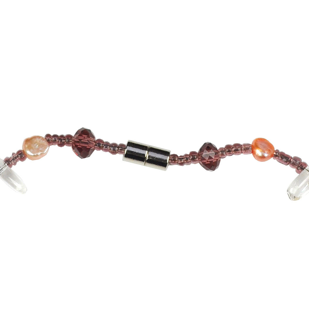 Magneetslotje van zoetwater parelketting met witte en zalm kleurige parels, amethist en bergkristal | Fine