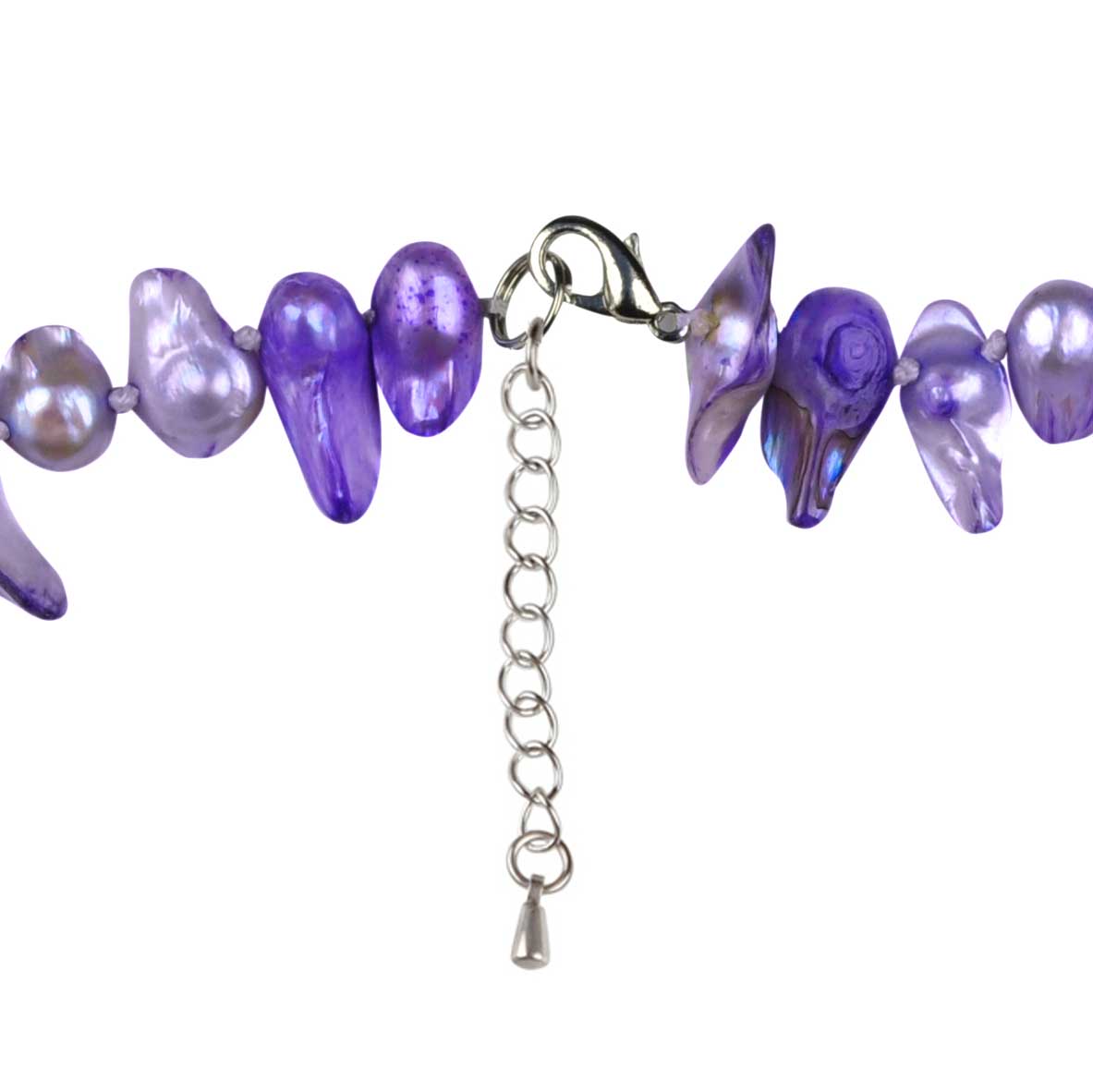 Slotje van handgeknoopte zoetwater parelketting met lila kleurige parels en sterling zilver (925) | Purple Blister