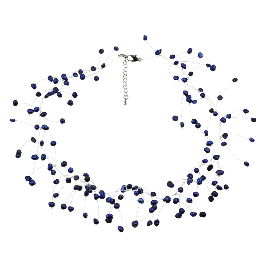 Zoetwater parelketting met cobalt blauwe parels en sterling zilver (925) | Sparkling Blue