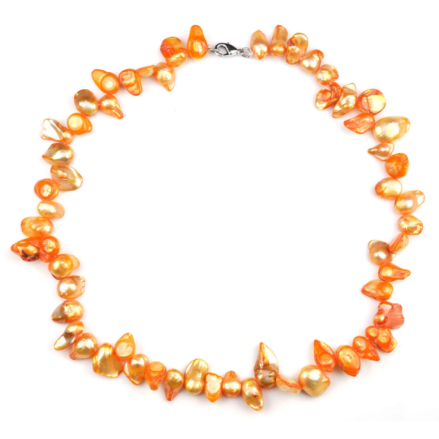 Zoetwater parelketting met oranje parels en sterling zilver (925) | Zaza