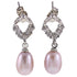 Roze zoetwater parel oorbellen met stras steentjes | Bling Pearl Heart P