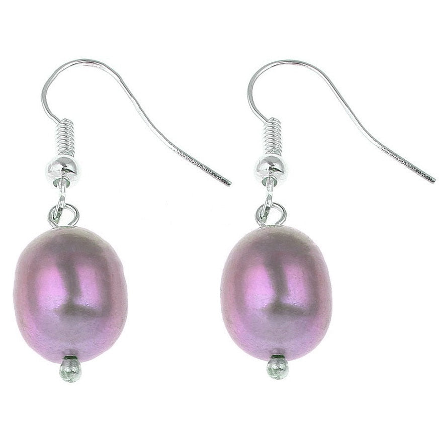 Grijs roze zoetwater parel oorbellen met sterling zilver (925) | Big Grey Rice Pearl